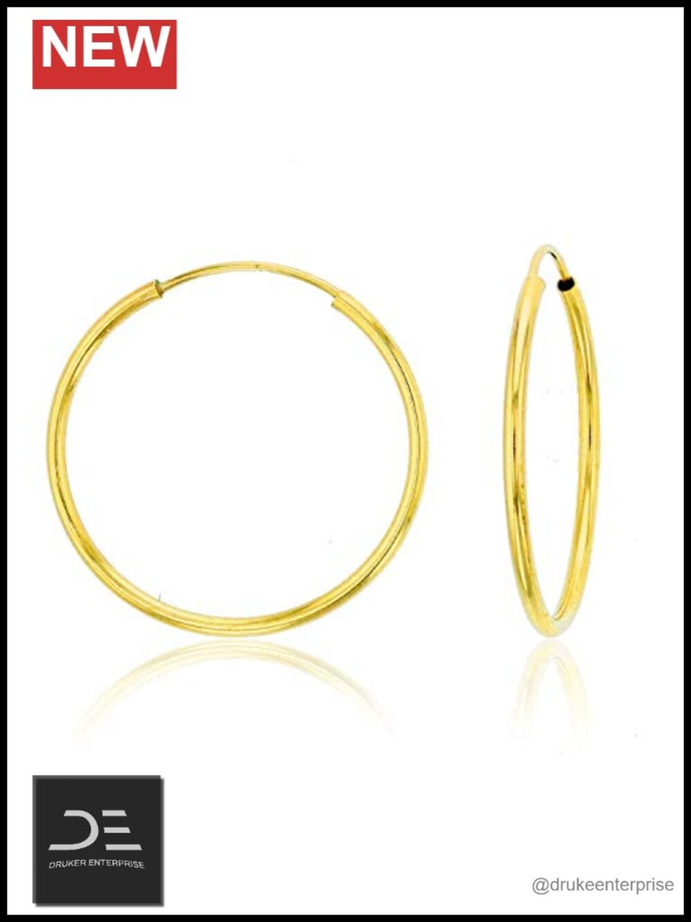 14K Solid Gold 1mm Endless Flex Hoop Earrings Huggies for Women